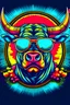 Placeholder: t-shirt design, angry bull with sunglasses on his eyes, digital art by Jan Tengnagel, shutterstock contest winner, furry art, artwork, angular, art. Symetrical