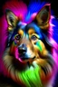 Placeholder: Psychedelic shetland sheepdog who ate LSD, euphoric and enlightened