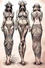 Placeholder: Tatooed priestess beach bikini sketches