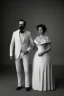 Placeholder: black and white old victorian couple portrait tentacles crawling discreetly from beneath the woman's dress