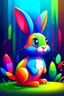 Placeholder: Acrtoon 2d art illustration . Colourful rabbit