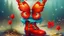 Placeholder: fantasy style cute little butterfly wearing red boots