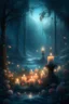 Placeholder: CANDLES ARE BURNING IN A WONDERFUL CLEARING IN A MAGICAL FOREST, THE NIGHT IS FULL MOON, SNOW, MAGIC Watercolor, double Chinese rose bush, ultra-detailed, morning, rain, greenery, beautiful landscape, fog, many details, delicate sensuality, realistic, high quality, 3d, work of art, hyperdetalization, filigree, foggy haze background, hyperrealism, professional, transparent, delicate pastel tones, back lighting, contrast, fantastic, unreal, translucent, glowing, clear lines, epic fabulous, fab