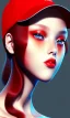 Placeholder: girl, cute, beautiful, red hair, black backwards cap, white tee shirt