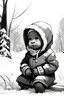 Placeholder: Draw Black Baby black and white in the winter