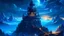 Placeholder: subconscious deep and relax fortress on magic tower and meditation round podium , realty mountains, only sky, where you can see , panorama. Background: An otherworldly bathed in the cold glow of distant stars. gloomy landscape with dramatic HD highlights detailled.