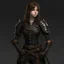 Placeholder: pretty girl, age 25, brown hair, black, european, armour, full-body