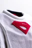 Placeholder: Superman's Balenciaga sweater Winter elegant inspired by Superman's emblem design white tones with dual color on a white background, product catalog photography, soft spot lighting, depth of field, 4k –ar 3:5 –q 2