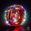 Placeholder: Ring made by wood roots and shreds of glass, orange diamonds sparkles, red rubi fragments around, blue lights reflexes, complex structure, gold details, intricate ring pattern,Unreal Engine 5, macro lens,sharp focus, photorealistic, hyper detailed, studio lighting, neon light ambient, cinematic