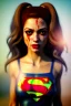 Placeholder: portrait, sweet Shakira, make-up, angry, Realistic image, retro pop, 60s, supergirl, lycra, tights, minimal, blood, sweat, Color background, photo studio, concept art, smooth, unreal engine 5, god lights, ray tracing, RTX, lumen lighting, ultra detail, volumetric lighting, 3d, finely drawn, high definition, 4k.