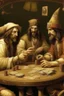 Placeholder: Jesus and some pirates friends smoking and playing cards, davinci.