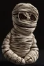 Placeholder: mummy with a sewn heart , in a plain background