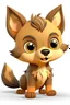 Placeholder: A cute brown baby wolf with big eyes, animated, cartoon, unreal, no background.