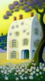 Placeholder: A house made out of white fathers designed in a field of white wild flowers paintings painted by Paul Ranson , Busch painting style, all white