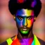 Placeholder: full body shot, masterpiece, best quality, one boy, dark skinned, sparkling eyes, fluorescent skin, colorful makeup, afro, highly detailed body, sun light, 4K, RAW, depth of field, high contrast, realistic details, 24mm