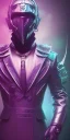 Placeholder: purple galaxy masked super villain, weapons in hands, teal and purple smoke, full portrait, hyper realistic, 4k