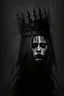 Placeholder: queen of darknees, crown at the head, hair hiding face