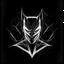 Placeholder: Catman's ghost sketch, symmetrical logo on a black background with white lines