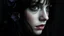 Placeholder: collage from female face, gloomy, around 28 years old, dark hair, non-model face, close-up female portrait made leather, lace, petals, paper, tendrils, velvet, furry, stone, web, abstract face, surreal vibe, oblique plane, goth style, pale face, dark eyes, reflection in her eye, cold gaze, suggestive image, dark mode, dark colors, black, dark purple, dark gray, silver, dark blue, blurred dark background, crepy stunning, artistic, dark night, creepy vibe, goth mood, black raven, dark colors,