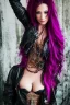 Placeholder: Ultra realistic photo of a steampunk woman ,, wearing leather jacket, long purple and pink hair, , 8k, highest quality,