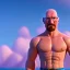 Placeholder: shirtless Walter White , 8k, tropical background, unicorn tattoo,