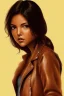 Placeholder: pristine full face portrait of beautiful natural isabela moner, au naturel, sexy, smirking, intricate, elegant, detailed light brown eyes, leather jacket, digital painting, artstation, concept art, smooth, sharp focus, illustration, pivot on face, art by omar ortiz