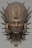 Placeholder: Aztec male African Egyptian alien, cracks in the voodoo head, wicked, eyes, crown, Elephant, 8k, finely detailed, photo realistic, tiger turquoise skull head gold dragon space alien snow skeleton gold hornytoad silver crown silver eyes