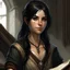 Placeholder: sorcerer, elder scrolls, female, pretty, attractive, hermaeus mora, black hair, aged 13