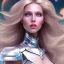 Placeholder: Beautyful woman,galactic , cosmic armor,hair long blond, blue eyes, happy cosmic, bright colors, blue, pink, realistic, photo real, clear sunny background, highly detailed, high contrast, 8k high definition, unreal engine 5, extremely sharp detail, light effect, sunny light background