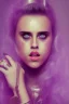 Placeholder: Danish singer MØ face, viking, high light ,purple tones,