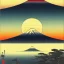 Placeholder: Ukiyo-e Style , mount fuji, sun set