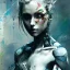 Placeholder: singer Danish MØ face, Style Yoji Shinkawa, watercolor illustration , cyber,