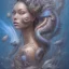 Placeholder: sango fantasy, fantasy magic, intricate, sharp focus, illustration, highly detailed, digital painting, concept art, matte, artgerm and paul lewin and kehinde wiley, masterpiece sexy lips Hawaiian afro lips black African lady body mermaid lionfish head blue space lady beach sea under water mermaid seaweed