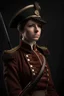 Placeholder: Female British Grenadier Guard with brown hair and a ceremonial saber