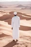 Placeholder: african man wearing white thobe. standing on high mountain looking out to the desert