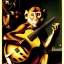 Placeholder: scratchart by albrecht durer of a monkey playing a mandolin, strings