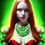 Placeholder: fullbody portrait of beautiful young busty atletic amazon Redhead woman with big Green sad eyes with big emeralds necklace by Anthony Devas 8k