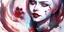 Placeholder: Harley Quinn,menacing. watercolor illustration by <agnes cecile> <Yoji Shinkawa>