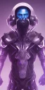 Placeholder: purple galaxy super villain, teal and purple smoke, full body, hyper realistic, 4k,