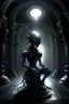 Placeholder: alien in dark castle, dark phantasy, 3d, high quality