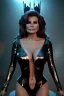 Placeholder: Raquel Welch as evil queen in black leather gown, angry, busty, curvey, cleavage, unreal 5, octane render, cinema4d, dynamic lighting, dramatic lighting, 4k, redshift render, highly detailed, hyper realistic