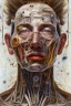 Placeholder: an abstract painting , by lucian freud, rust, mixed media, textured, anatomically correct, beautiful perfect face, sharp focus, highly detailed