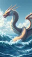 Placeholder: Величественный водяной дракон, который поднимается из воды или скользит по волнам, пасть закрыта. Его форма может быть змеевидной, с чешуёй, похожей на струи воды.
