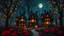 Placeholder: cute Halloween houses in red rose forest, trees, roses, fairy lights, red, night, 8k, high quality, trending art, trending on artstation, sharp focus, studio photo, intricate details, highly detailed, by greg rutkowski