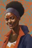 Placeholder: Portrait Frau 27 Jahre lächelnd :Afrofuturismus ; Pointillismus