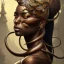 Placeholder: sango fantasy, fantasy magic, intricate, sharp focus, illustration, highly detailed, digital painting, concept art, matte, masterpiece snake head sexy lady body black African beauty tiger wearing African hair more head showing