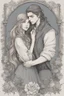 Placeholder: Dnd style, Young man hugging a woman with long hair from behind