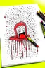 Placeholder: blood on one paper cartoon art