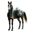 Placeholder: Artistic double exposure digital illustration featuring a horse with a forest scene inside its silhouette. The horse stands against a clean white background, with detailed trees, a river, and other forest elements visible within its form. no brush marks, realistic maximalist oil painting style, ultra quality