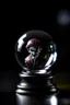 Placeholder: glass crystal ball with joker inside against pitch black background, shot on Hasselblad h6d-400c, zeiss prime lens, bokeh like f/0.8, tilt-shift lens 8k, high detail, smooth render, down-light, unreal engine, prize winning